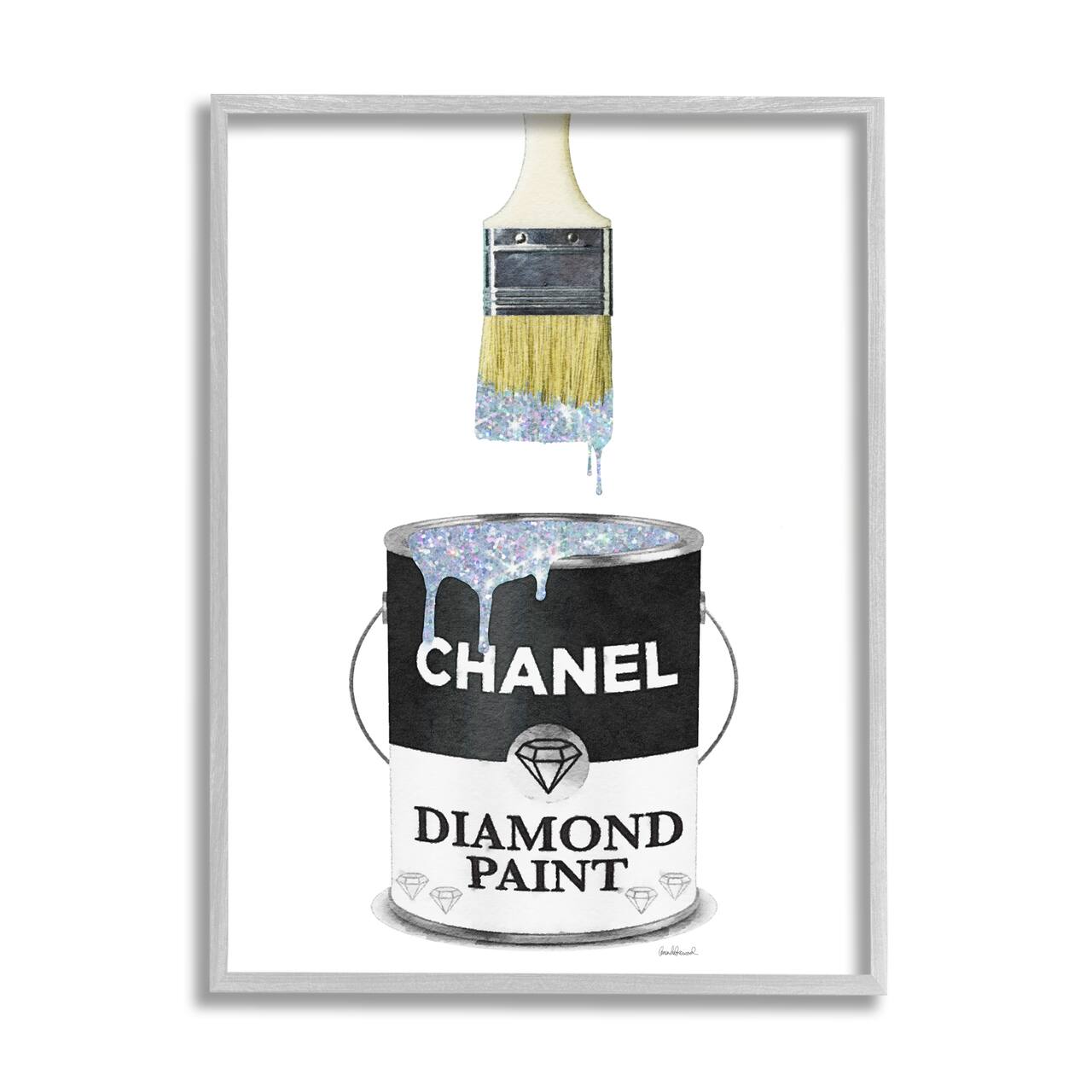 Stupell Industries Glam Pop Fashion Diamond Paint Deluxe Designer Black Framed Wall Art